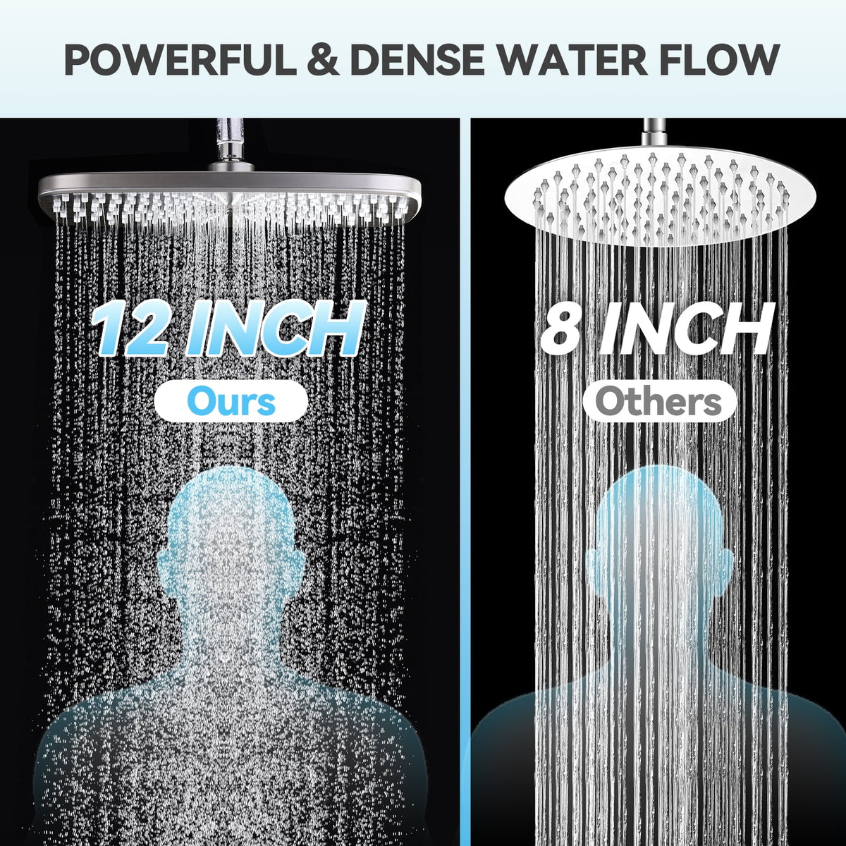 INAVAMZ 12 inch Rain Shower Head and Handheld Combo, High Pressure Shower, 3+8+1 Spray Modes, Magnetic Dock, Power Jet, Anti-Clog Nozzles, 60" Hose,Nickel